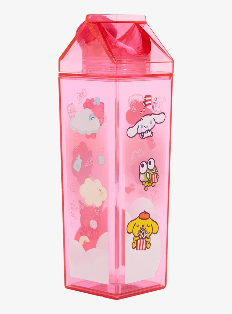 Sanrio Characters Pink Milk Carton Water Bottle