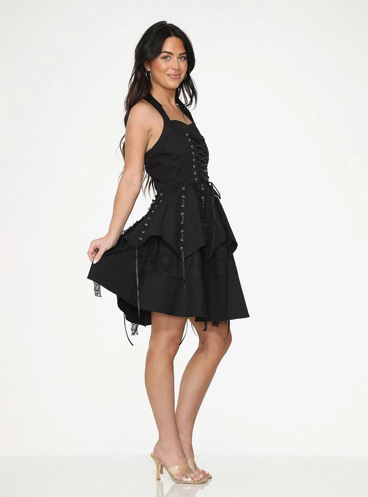 Black Pretty Pirate Lace-Up Dress