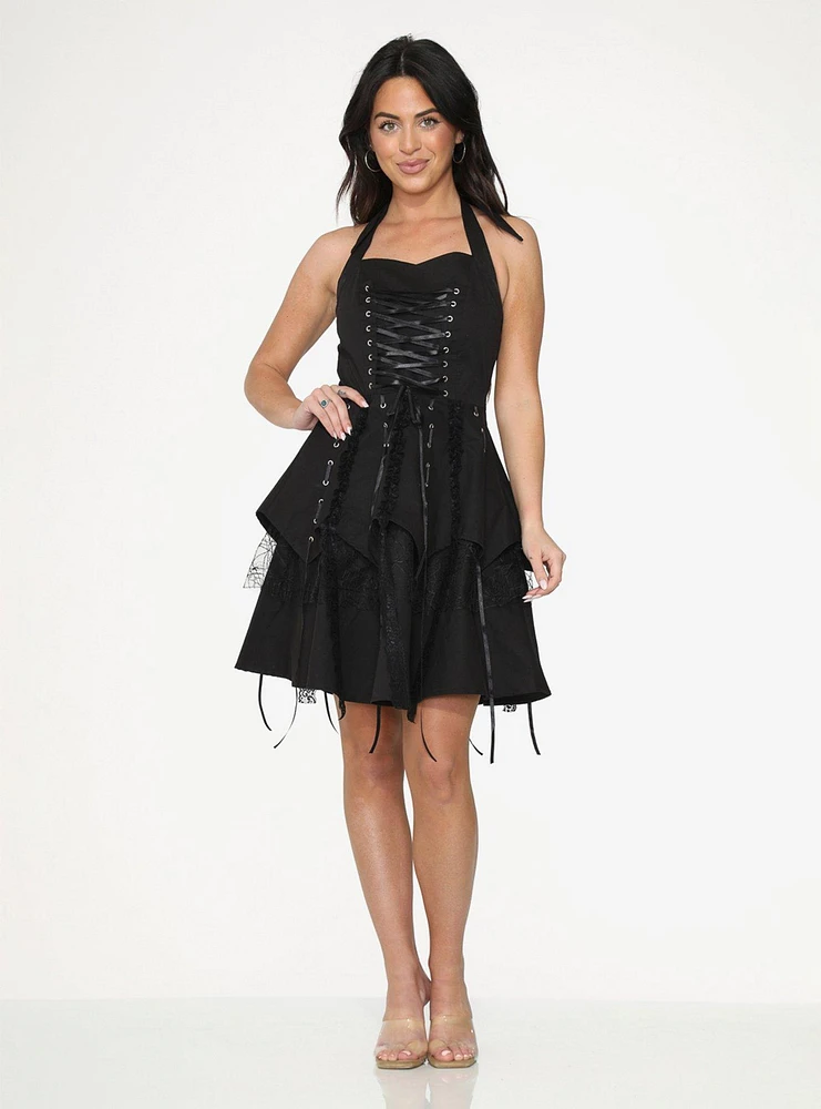 Black Pretty Pirate Lace-Up Dress