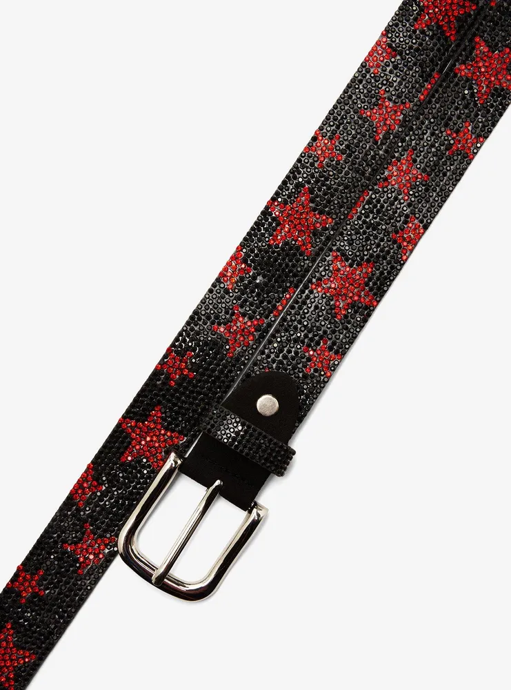 Black & Red Star Jeweled Belt