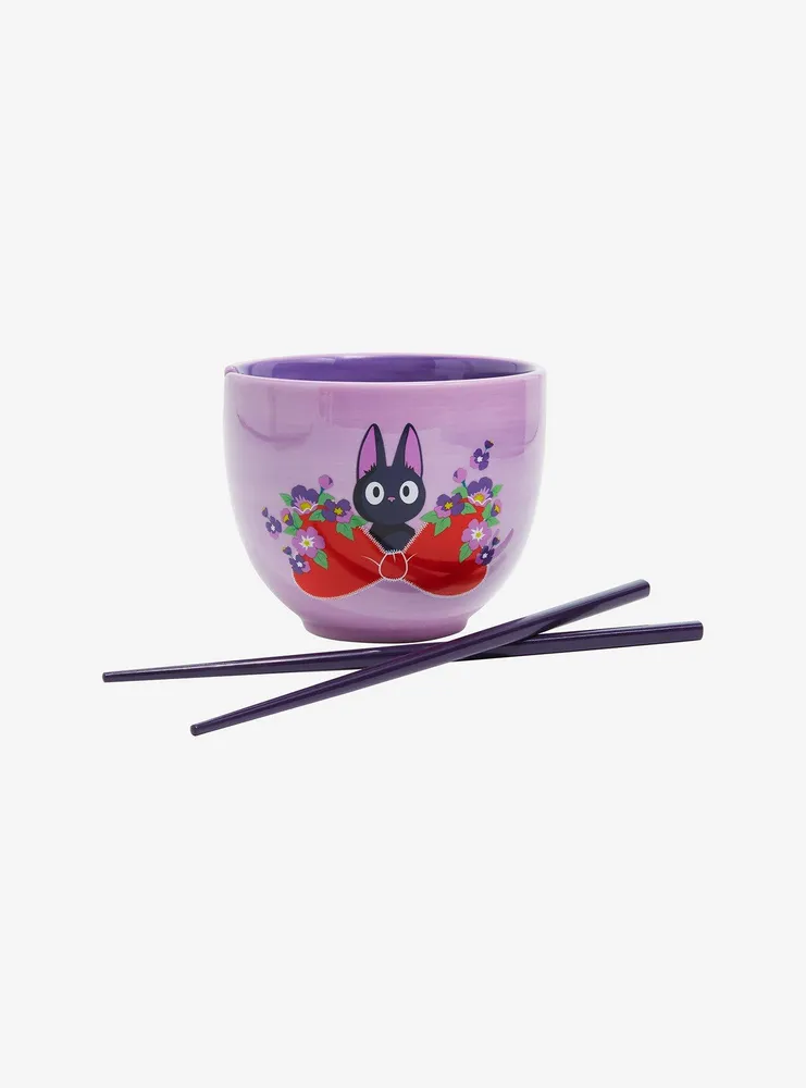 Our Universe Studio Ghibli Kiki's Delivery Service Jiji Bow Ramen Bowl with Chopsticks