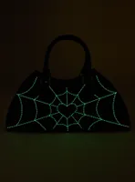 Bat Wing Spiderweb Glow-In-The-Dark Satchel Bag