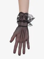 Black Lace Bow Fingerless Gloves