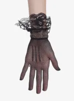 Black Lace Bow Fingerless Gloves