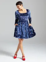 Disney Mickey Mouse Snowflake Allover Print Long Sleeve Smock Dress - BoxLunch Exclusive