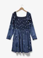 Disney Mickey Mouse Snowflake Allover Print Plus Long Sleeve Smock Dress - BoxLunch Exclusive