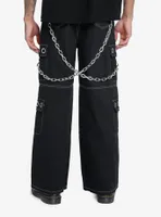 Black Chains & Studs Straight Leg Cargo Pants