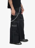 Black Chains & Studs Straight Leg Cargo Pants