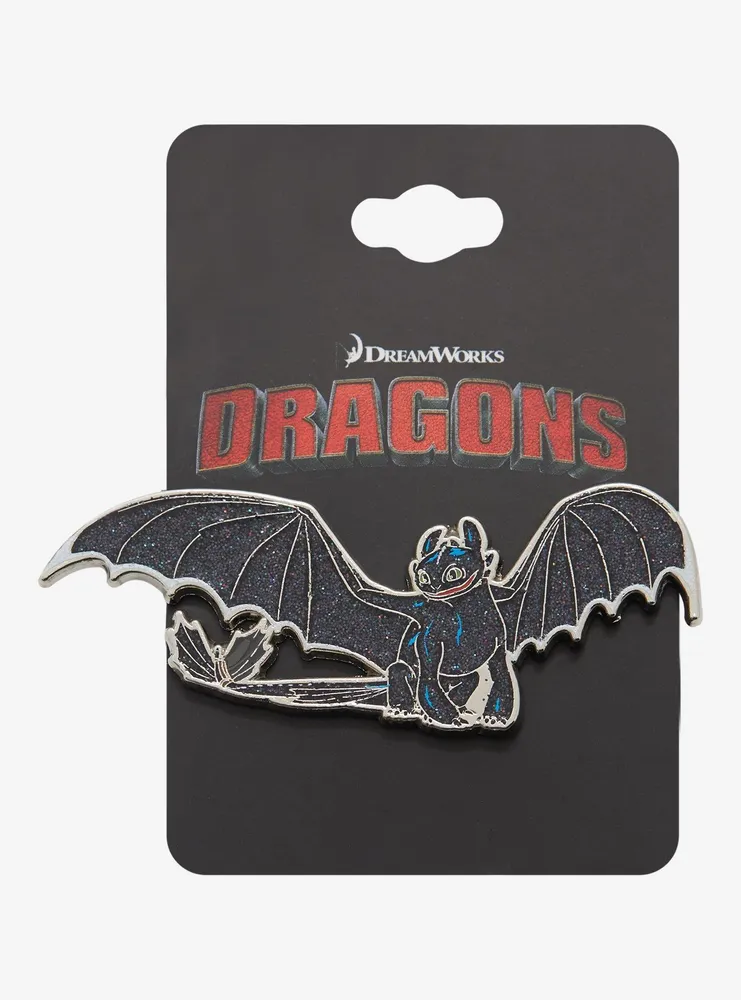 How to Train Your Dragon Toothless Glitter Portrait Enamel Pin - BoxLunch Exclusive