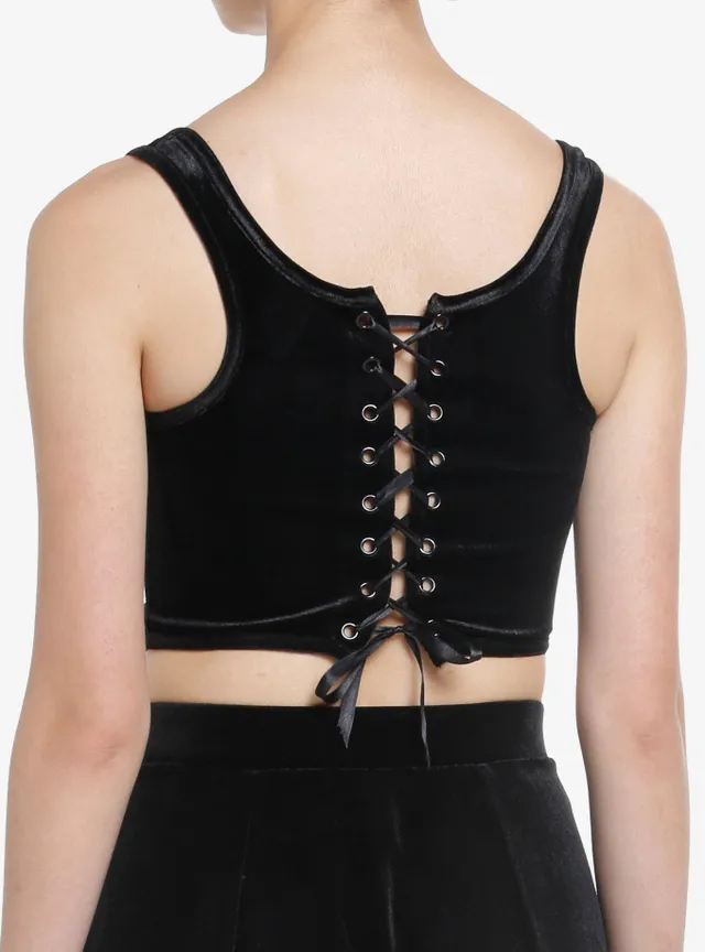 Burgundy & Black Lace-Up Girl Corset Top