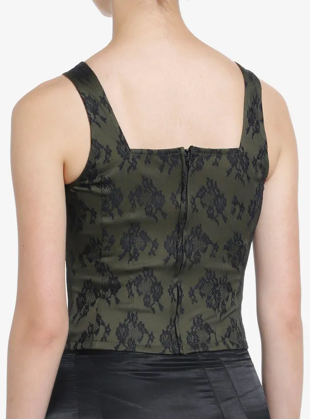 Thorn & Fable Black Lace Corset Crop Cami