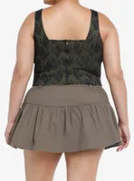 Thorn & Fable Green Black Lace Girls Corset Top Plus