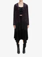 Cosmic Aura Purple Roses Burnout Velvet Girls Duster