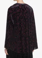 Cosmic Aura Purple Roses Burnout Velvet Girls Duster