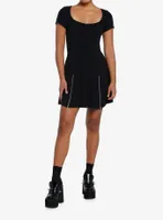 Social Collision Black Star Zipper Dress