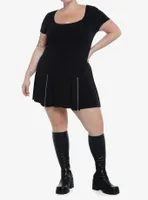 Social Collision Black Star Zipper Dress Plus