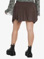 Thorn & Fable Grey Ruched Front Mini Skirt Plus