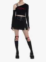 Black Double Grommet Belt Skirt
