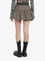 Light Brown Ruffle Mini Skirt With Studded Belt