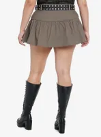 Light Brown Ruffle Mini Skirt With Studded Belt Plus