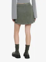 Army Green Hardware Strap Utility Skirt