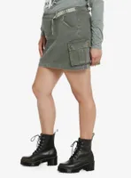 Army Green Hardware Strap Utility Skirt Plus