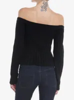 Social Collision Black Off-The-Shoulder Girls Knit Sweater