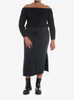 Social Collision Black Off-The-Shoulder Girls Knit Sweater Plus