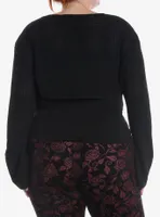 Black Waffle Knit Girls Shrug Plus