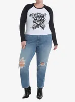 Strange Skull Girls Crop Raglan Long-Sleeve T-Shirt Plus