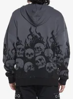 Black & Grey Skull Flame Hoodie