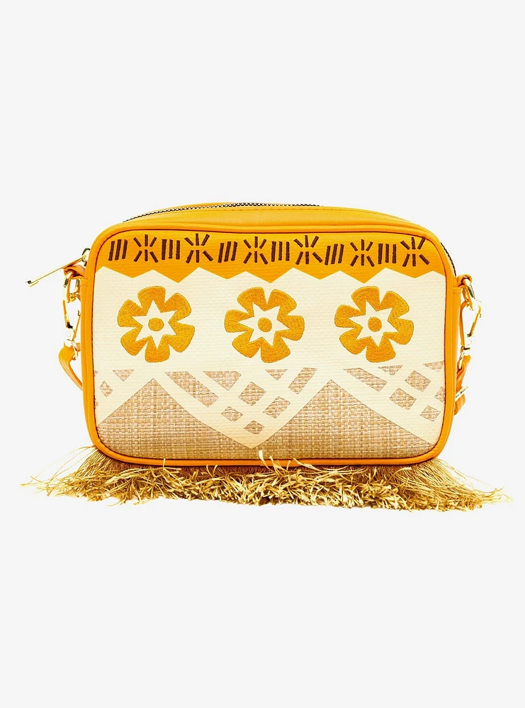 Disney Moana Embroidered Skirt Pattern Straw Crossbody Bag