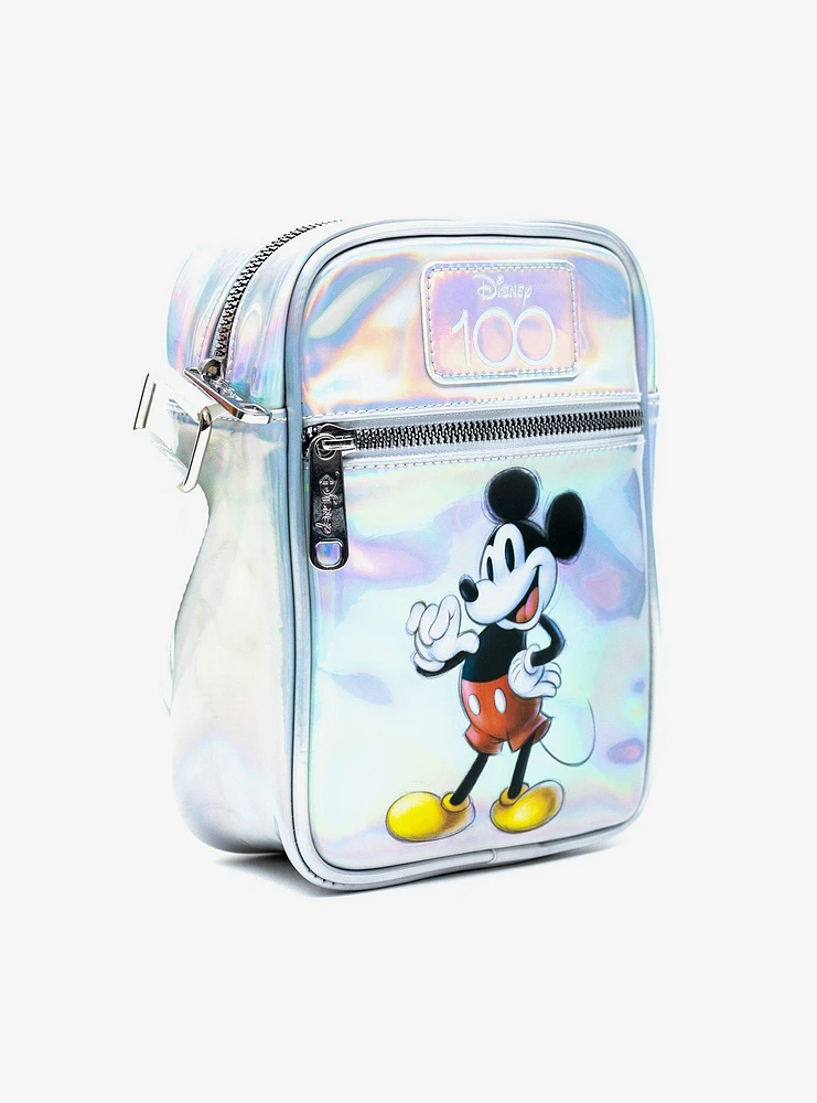 Disney100 Mickey Mouse Pose Iridescent Holographic Crossbody Bag and Wallet