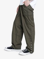 Olive Snap-Button Cargo Pants