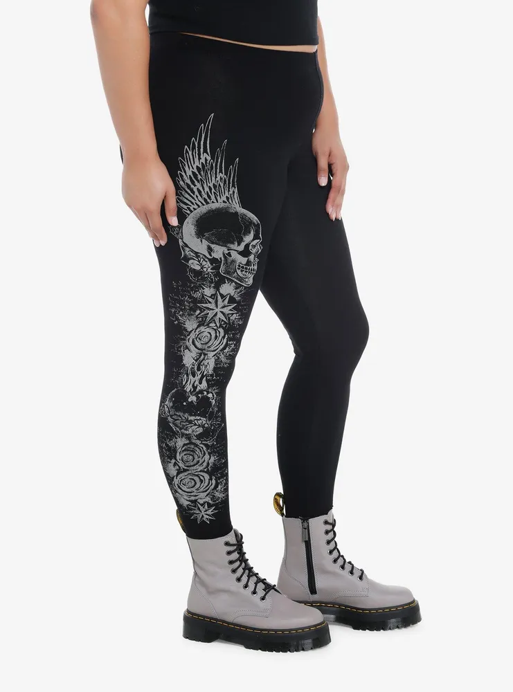 Social Collision Winged Skull Leggings Plus