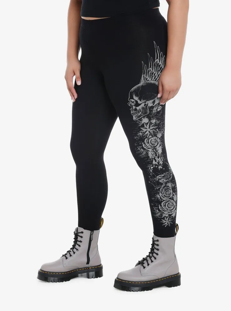 Social Collision Winged Skull Leggings Plus