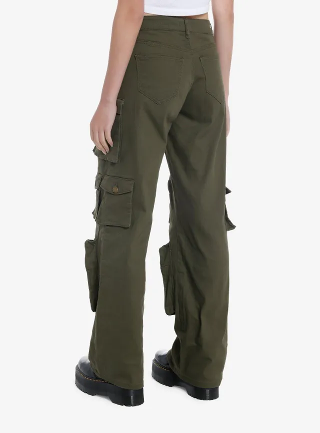 Hot Topic Olive Green Multi-Pocket Girls Cargo Pants