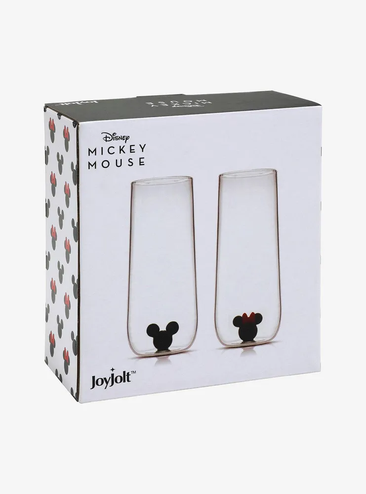JoyJolt Disney Mickey and Minnie Mouse Heads Glass Set