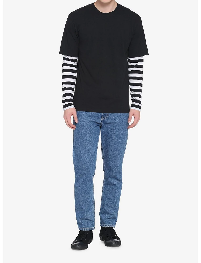 Black & White Stripe Twofer Long-Sleeve T-Shirt