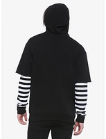 Black & White Stripe Twofer Hoodie