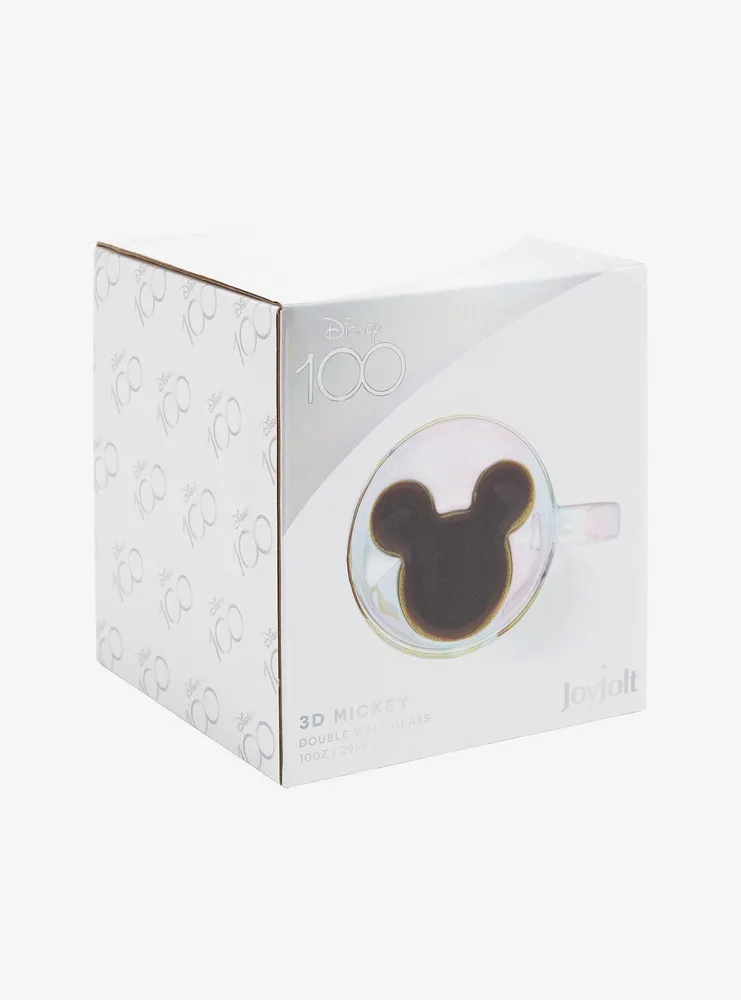 Boxlunch JoyJolt Disney 100 Mickey Mouse Silhouette Double Wall Glass Mug