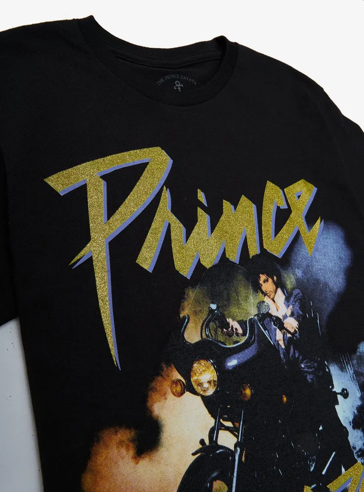 Prince Purple Rain Glitter Logo Boyfriend Fit Girls T-Shirt