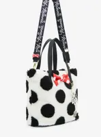 Loungefly Disney Minnie Mouse Black and White Polka Dot Sherpa Tote Bag