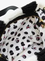 Loungefly Disney Minnie Mouse Black and White Polka Dot Sherpa Tote Bag