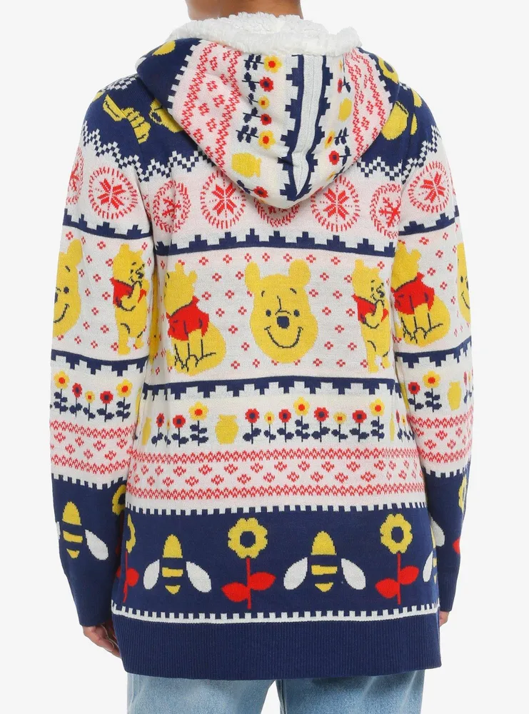 Disney Winnie The Pooh Fair Isle Sherpa Girls Open Cardigan