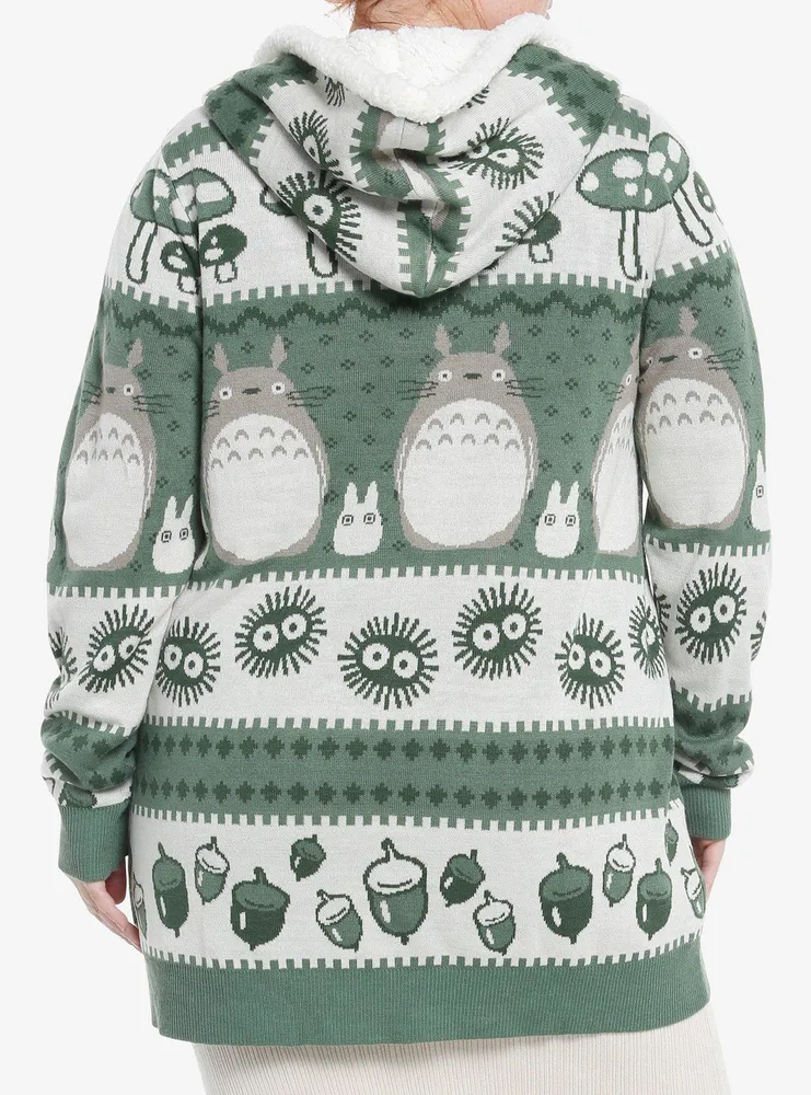 Studio Ghibli My Neighbor Totoro Fair Isle Sherpa Girls Open Cardigan Plus