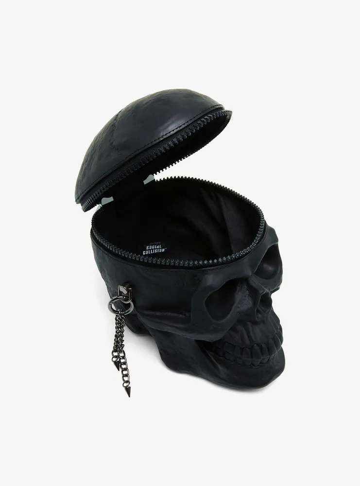 Social Collision Black Skull Figural Crossbody Bag
