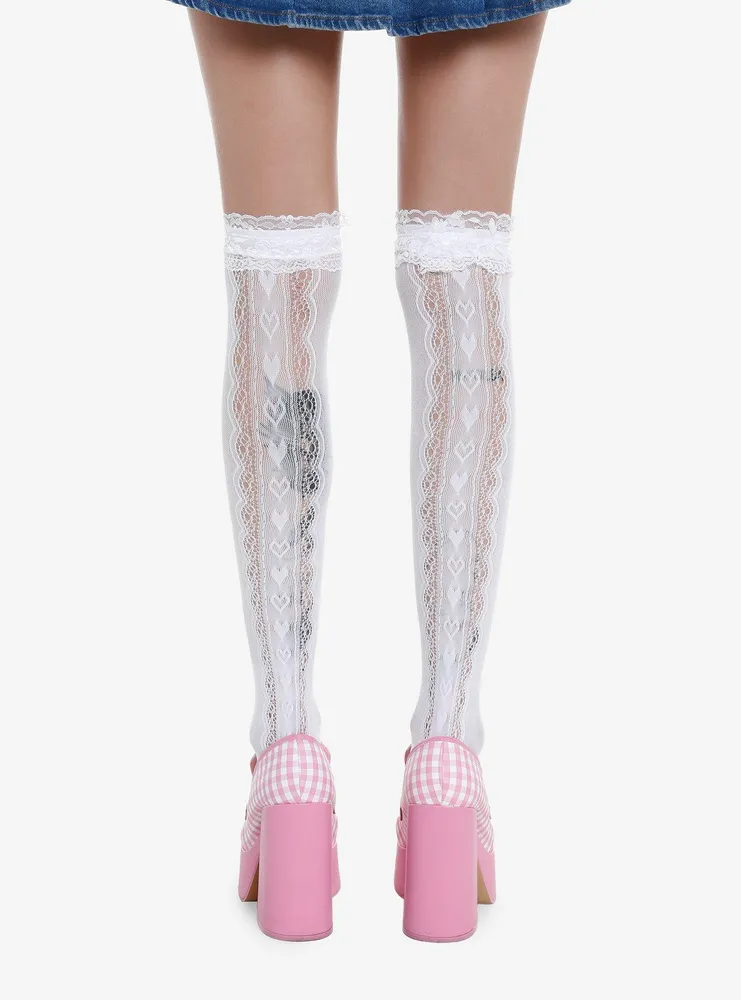 White Lace Bow Knee-High Socks