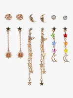 Cosmic Aura Rainbow Star Celestial Earring Set