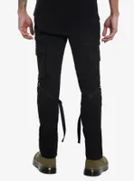 Black Tactical Strap Pocket Cargo Pants